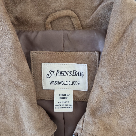 St. Johns Bay Machine Washable Suede Leather Coat Small Jacket Metal Zipper - Picture 4 of 8